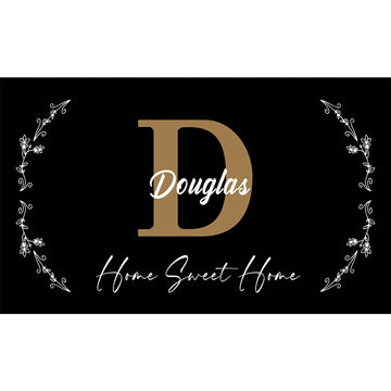 tapis d'entrée noir or blanc antidérapant lettres dorées floral douglas sweet homeextérieur classique