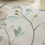 nappe table lin broderie végétale feuilles branches tassellettes classique beigeclair réutilisable machineextérieurhôtelmarriages