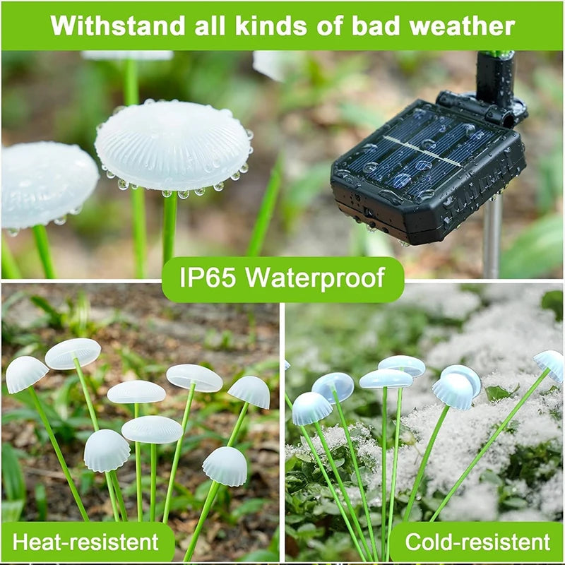 lampe solaire extérieure champignon vert blanc moderne decoration patio jardin led autoinstallation ip65 abs