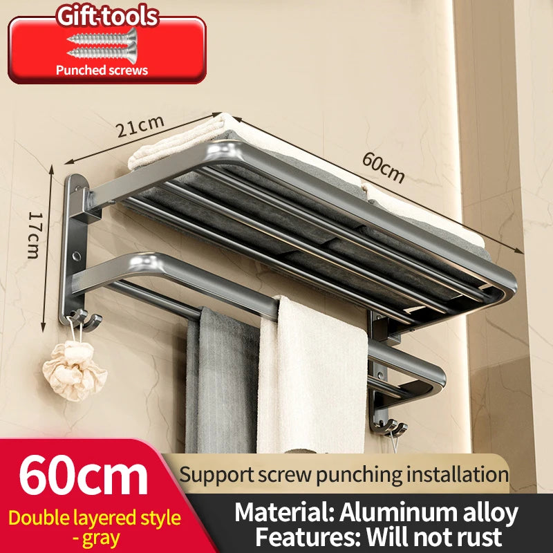 porte serviettes mural aluminium noir étagères salle bain moderne laqué insertion boulon