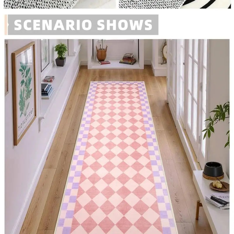 tapis carreaux géométriques vert clair moderne minimaliste imperméable résistant décoloration easy to clean