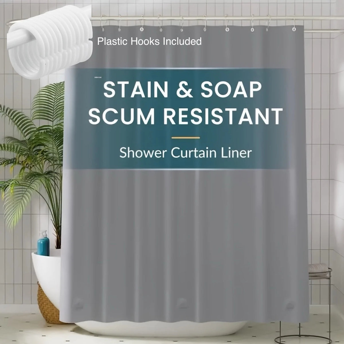 rideau douche gris moderne aimants opacité 90x180cm 120x180cm 152x180cm