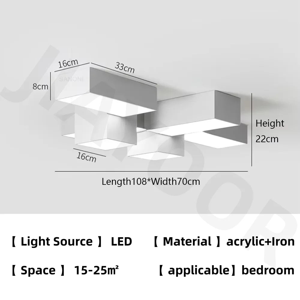plafonnier moderne minimaliste blanc noir cubique géométrique LED salon chambre étude