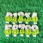 bougies anniversaire chiffres paillettes papillon vert fleurs blanches