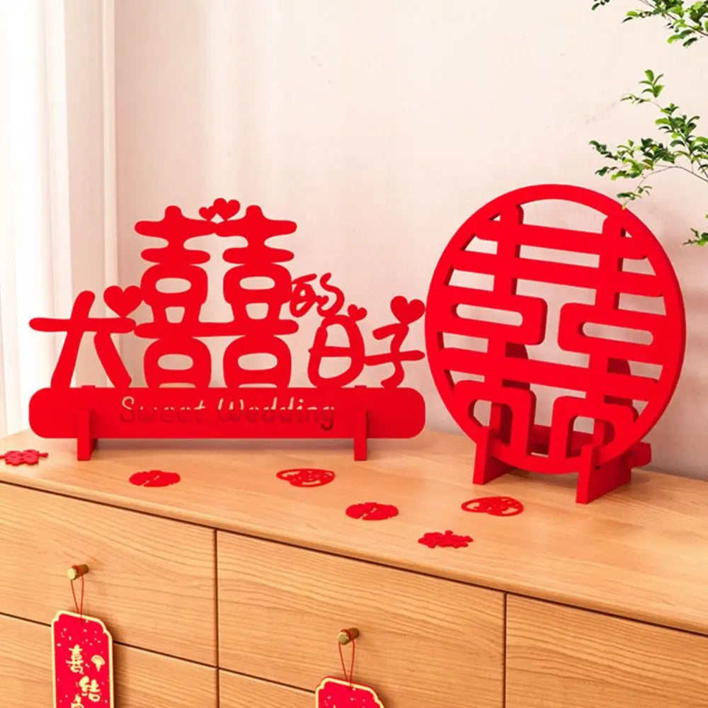 décoration murale mariage chinois lettres stylisées symbole traditionnel rouge artisanal support mural