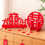 décoration murale mariage chinois lettres stylisées symbole traditionnel rouge artisanal support mural