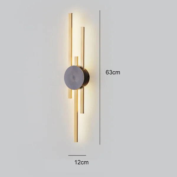 applique murale moderne minimaliste noir doré barres verticales éclairage chambre étude entrée led fixée
