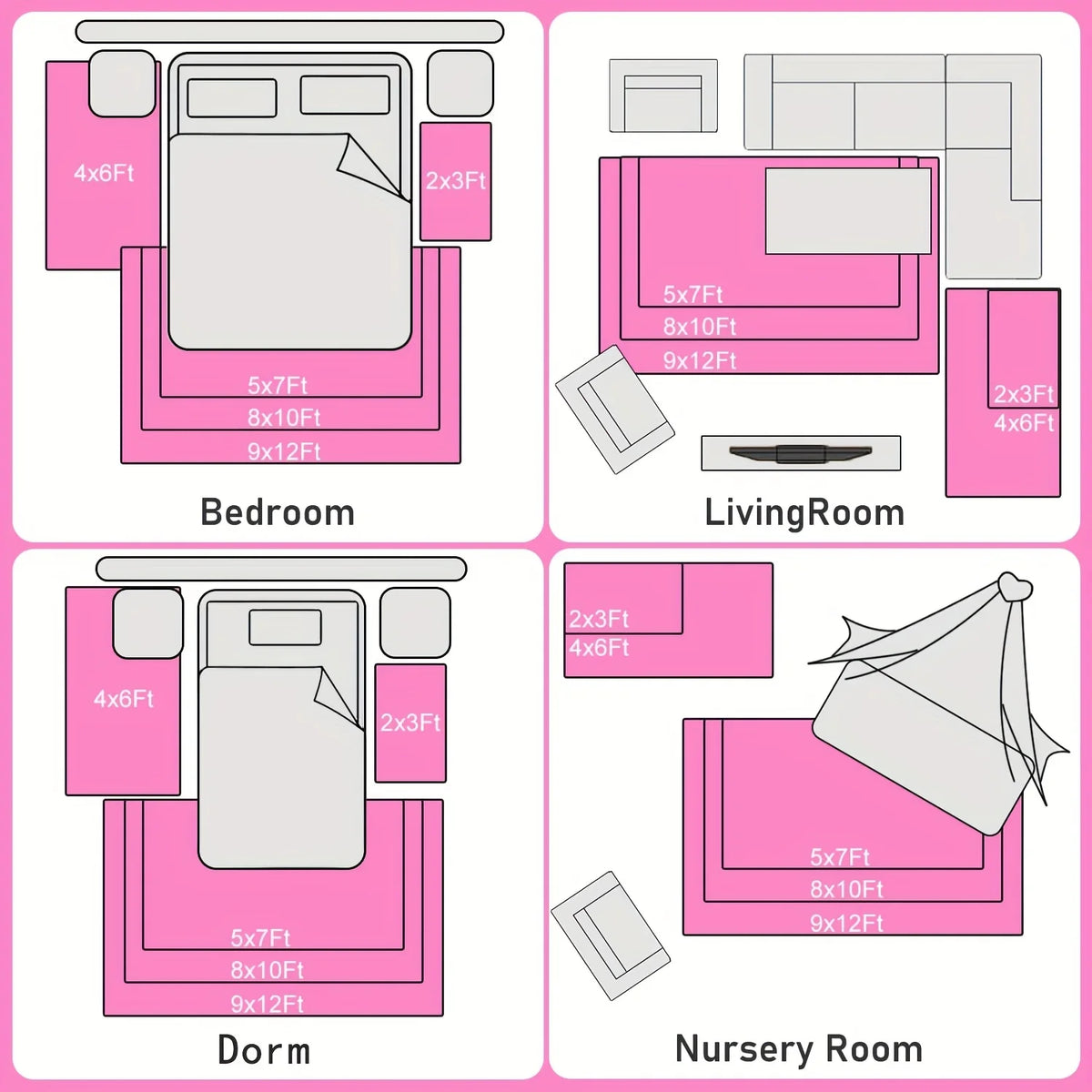 tapis rose vif moderne doux fourré salon chambre autocollants adhésifs large dimensionnels