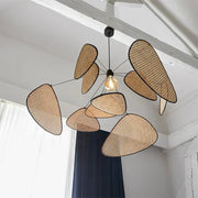 Lampes suspendues tressées fibre naturelle abat jour semi transparents bohème contemporain