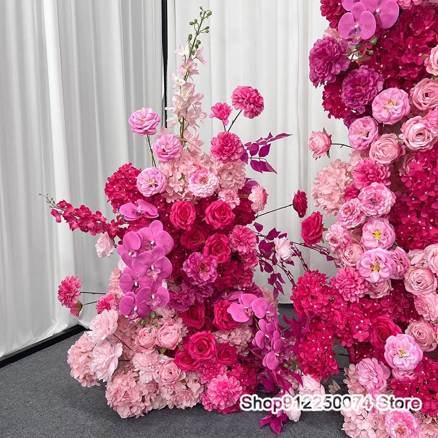 décoration mariage romantique roses artificielles colonnes florales bienvenue panel bienvenue