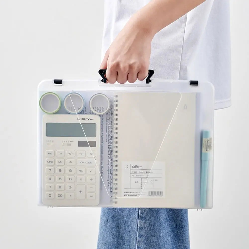 boîte rangement transparente documents clips moderne organisation dossiers a4 a5 plastique durable portable