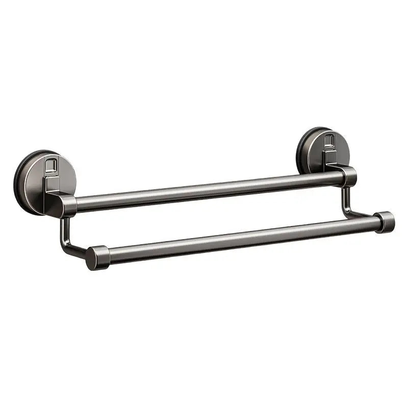 porte serviettes mural gris métallisé double barre ventouse moderne minimaliste sans perçage deux niveaux
