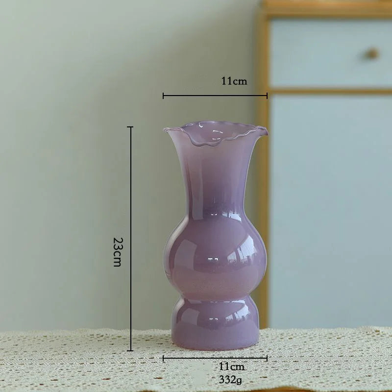vase verre opaque moderne fleurs artificielles décoration table salon maison