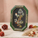 cadre photo rétro décoration murale floral papillon noir vert vintage bohème branches feuilles papillon