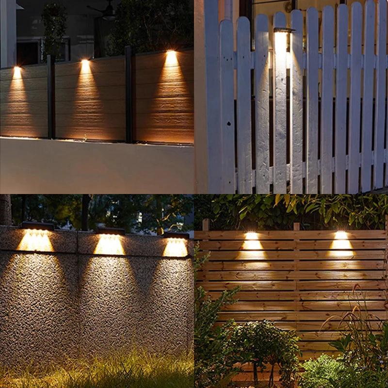 éclairage solaire moderne led panneaux bleus clips fixation autoinstallation jardin extérieur
