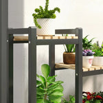support plantes moderne niveaux gris métallique bois naturel assemblage facile
