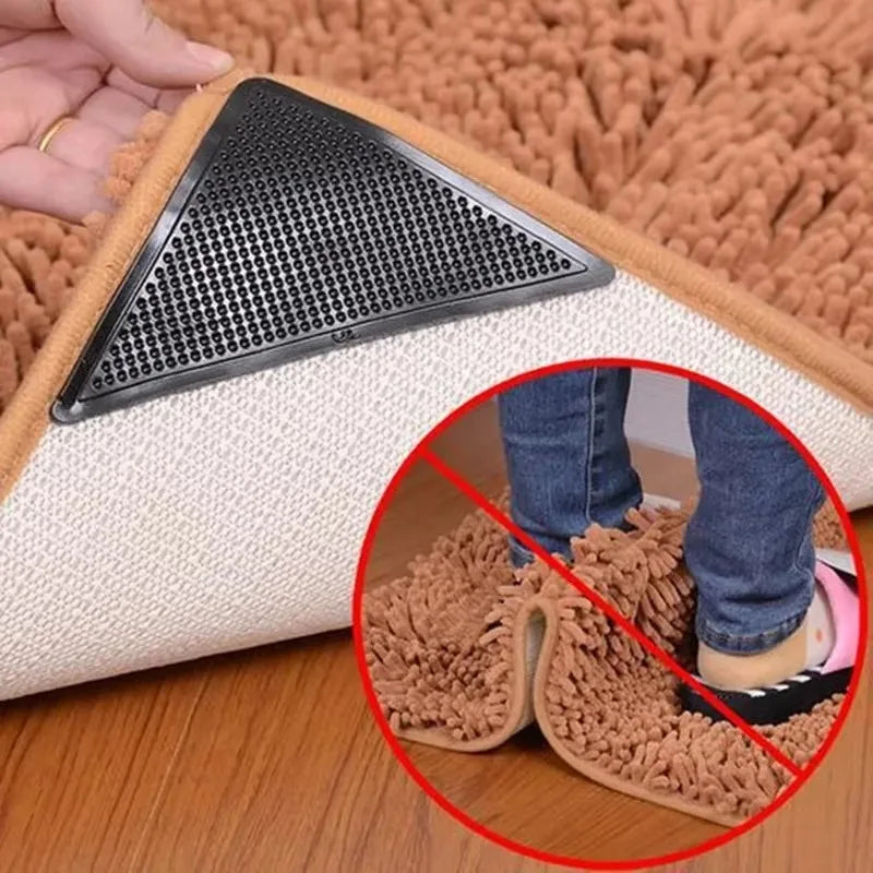 protections anti dérapantes adhésives tapis meubles noires beiges rouges triangles texturés intérieur 12pcs 11cm