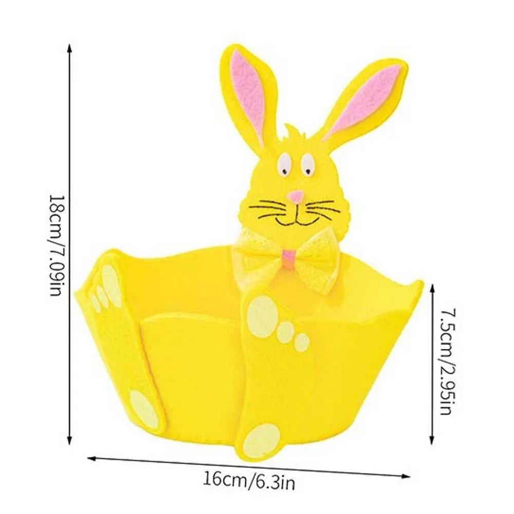 panier feutrine forme lapin deco pâques couleur jaune orange vert enfantin mignon