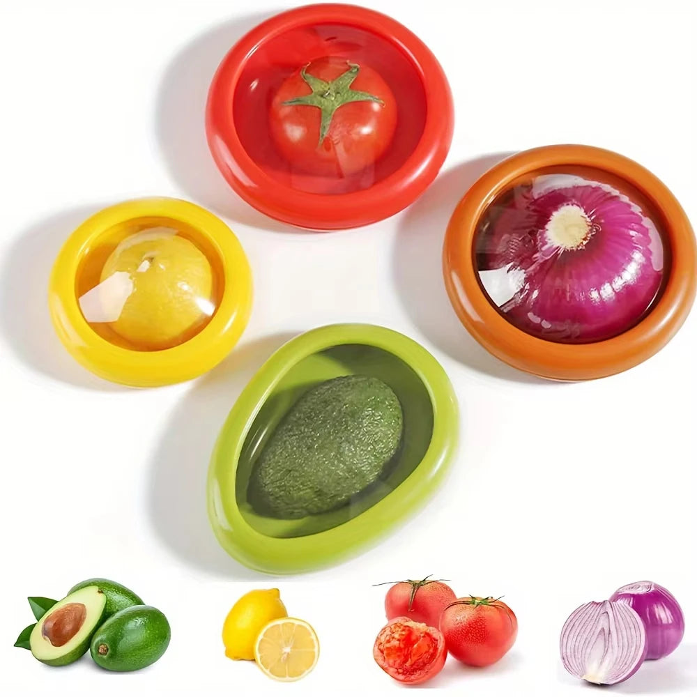 boîtes conservation alimentaire transparentes modernes respectueuses l'environnement couleurs vert jaune rouge adhésif