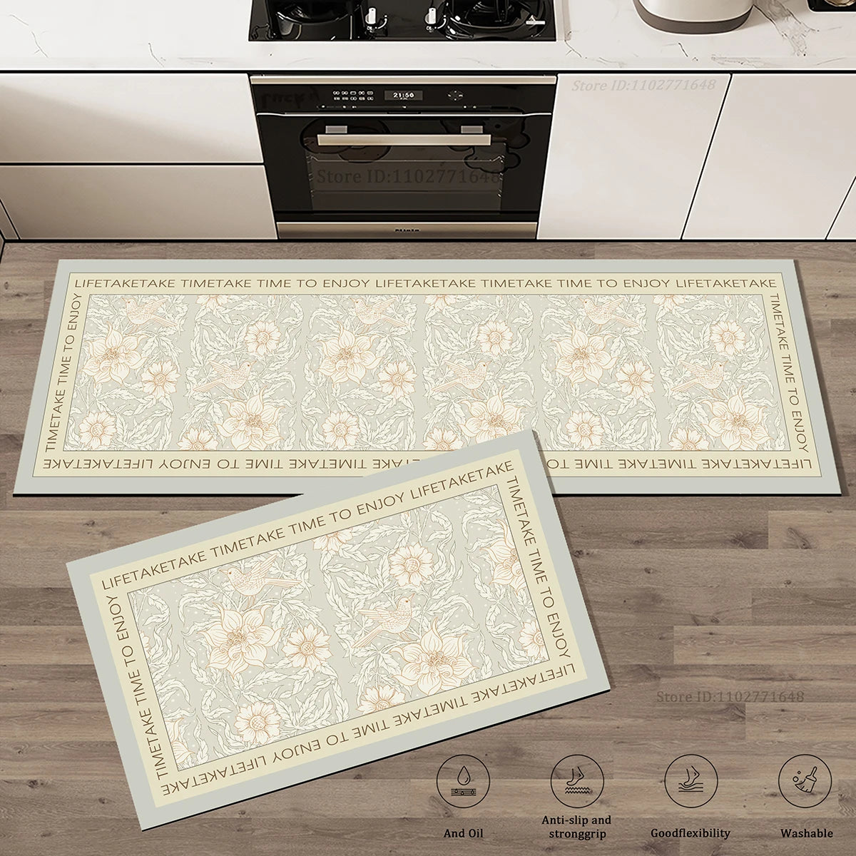 tapis cuisine antidérapant épais motif fleurs velours crystal sol salle bain intérieur