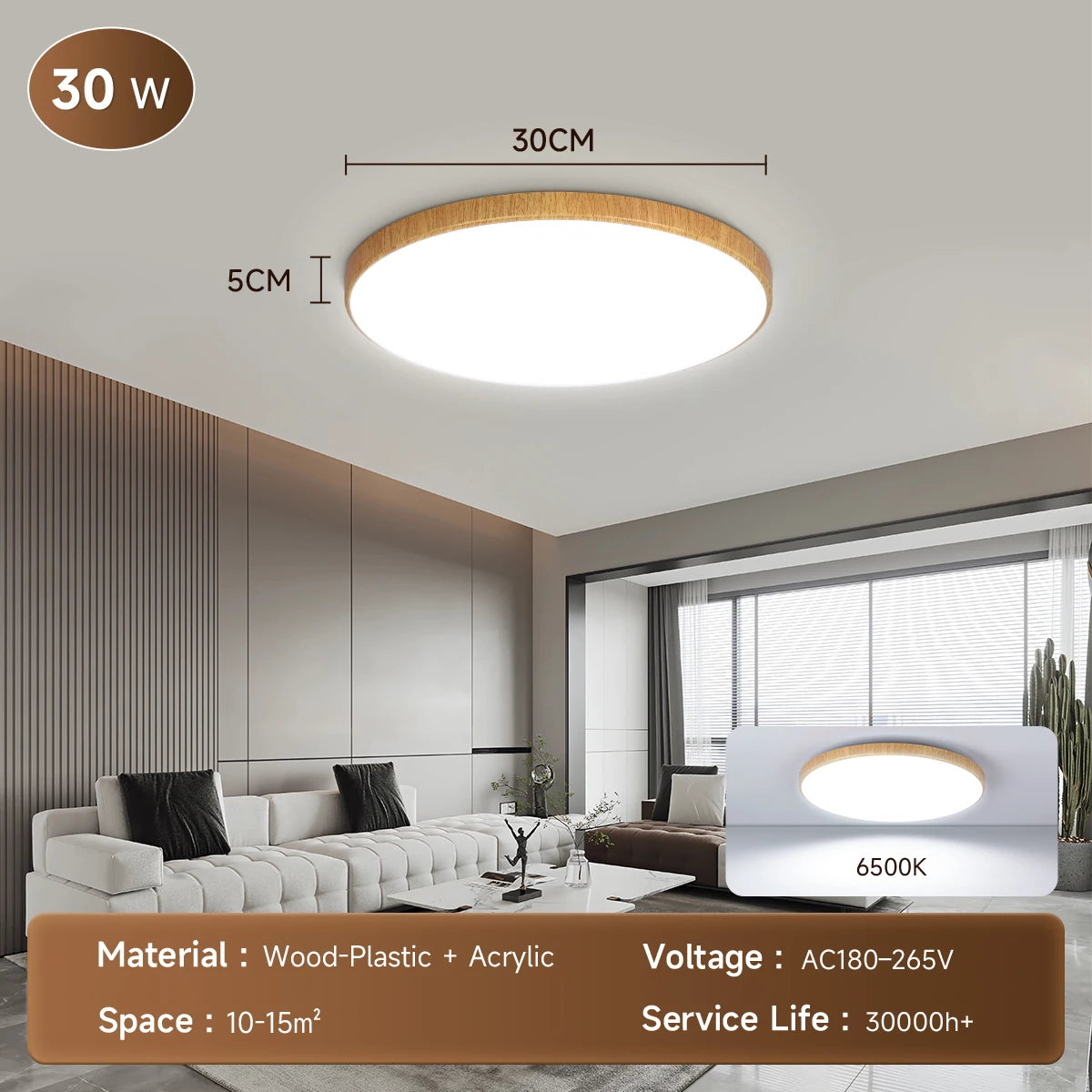 lampe led moderne bois blanc fixée plaque montage câbles