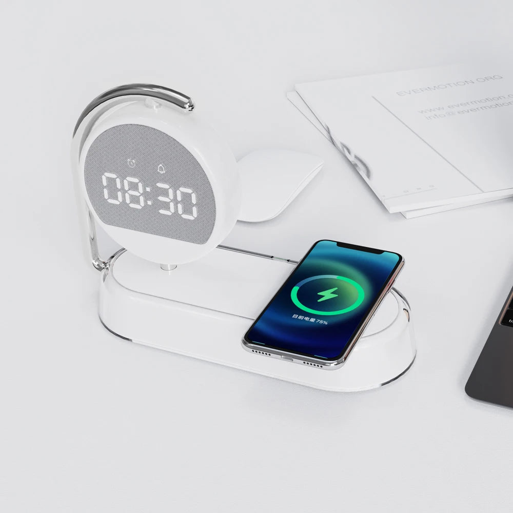 Support téléphone pratique sur réveil lampe de chevet