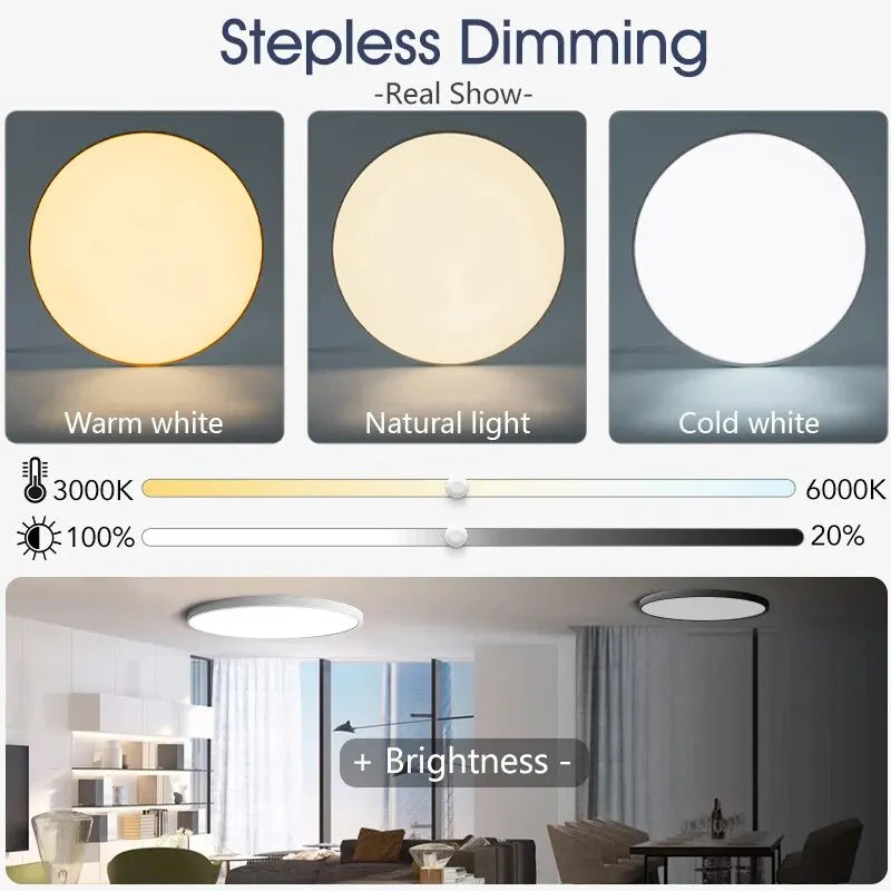 plafonnier led intelligent télécommande intensité variable moderne blanc noir gris minimaliste