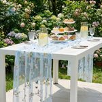 tableau decoratif floral transparent polysethylene couleurs bleu vert violet blanc festive champetre echangetable
