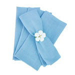 serviettes réutilisables coton vert clair blanc bleu clair vert foncé texture lin naturelle classique