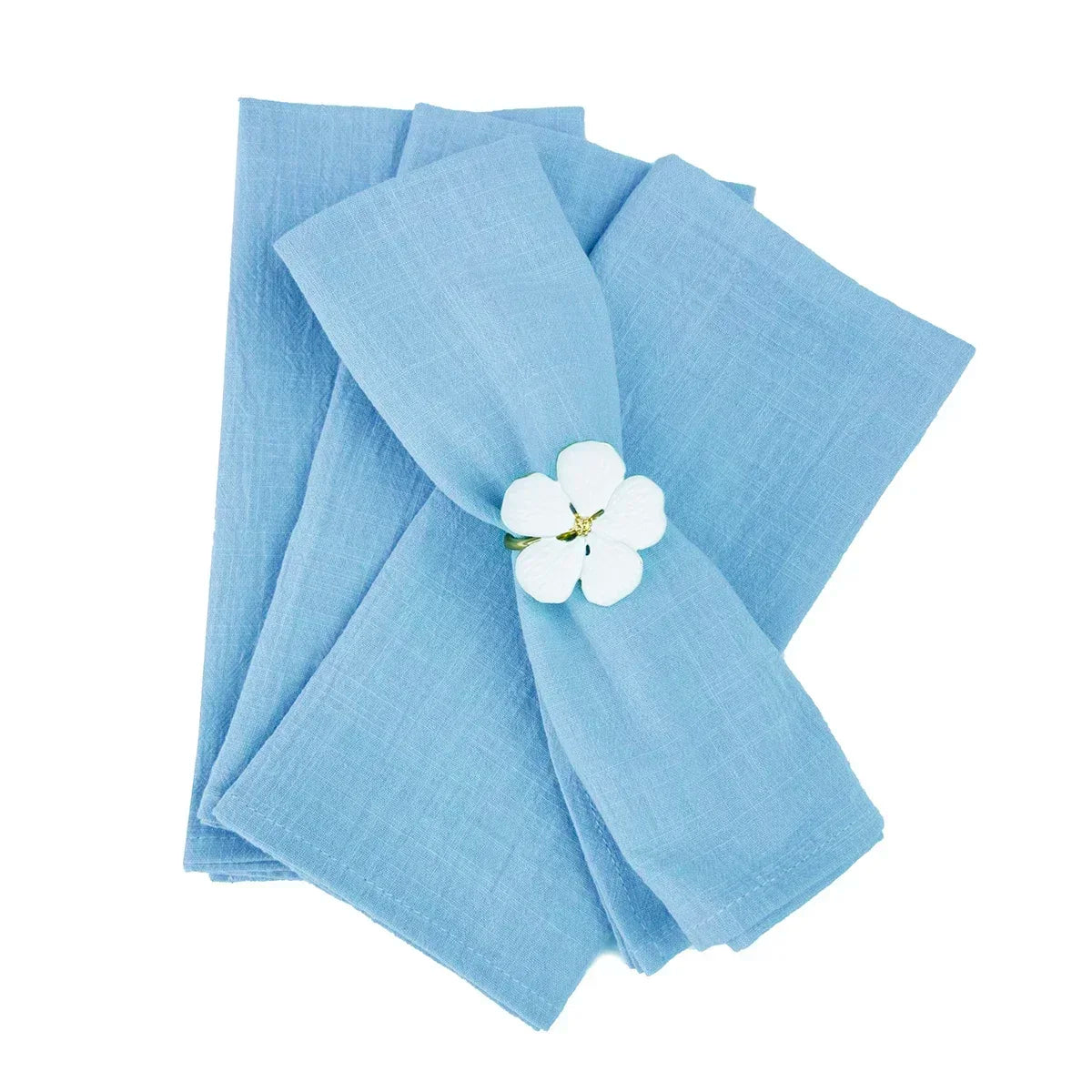 serviettes réutilisables coton vert clair blanc bleu clair vert foncé texture lin naturelle classique