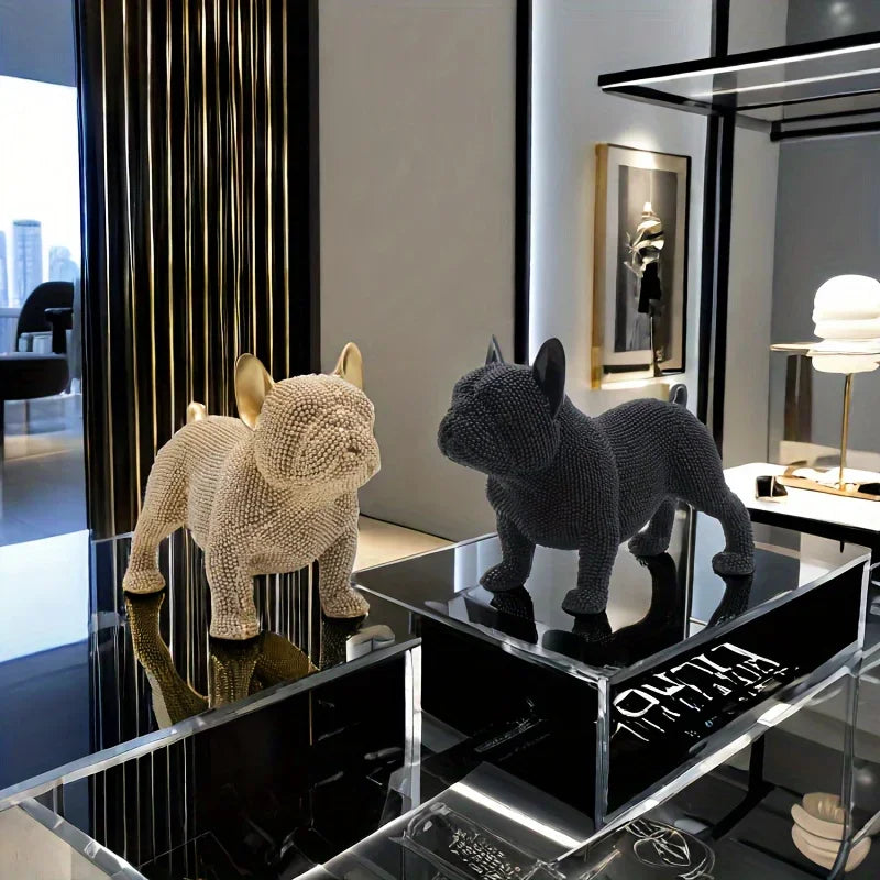 statues chiens or noir moderne décoration intérieure élégante collectible animaliaux
