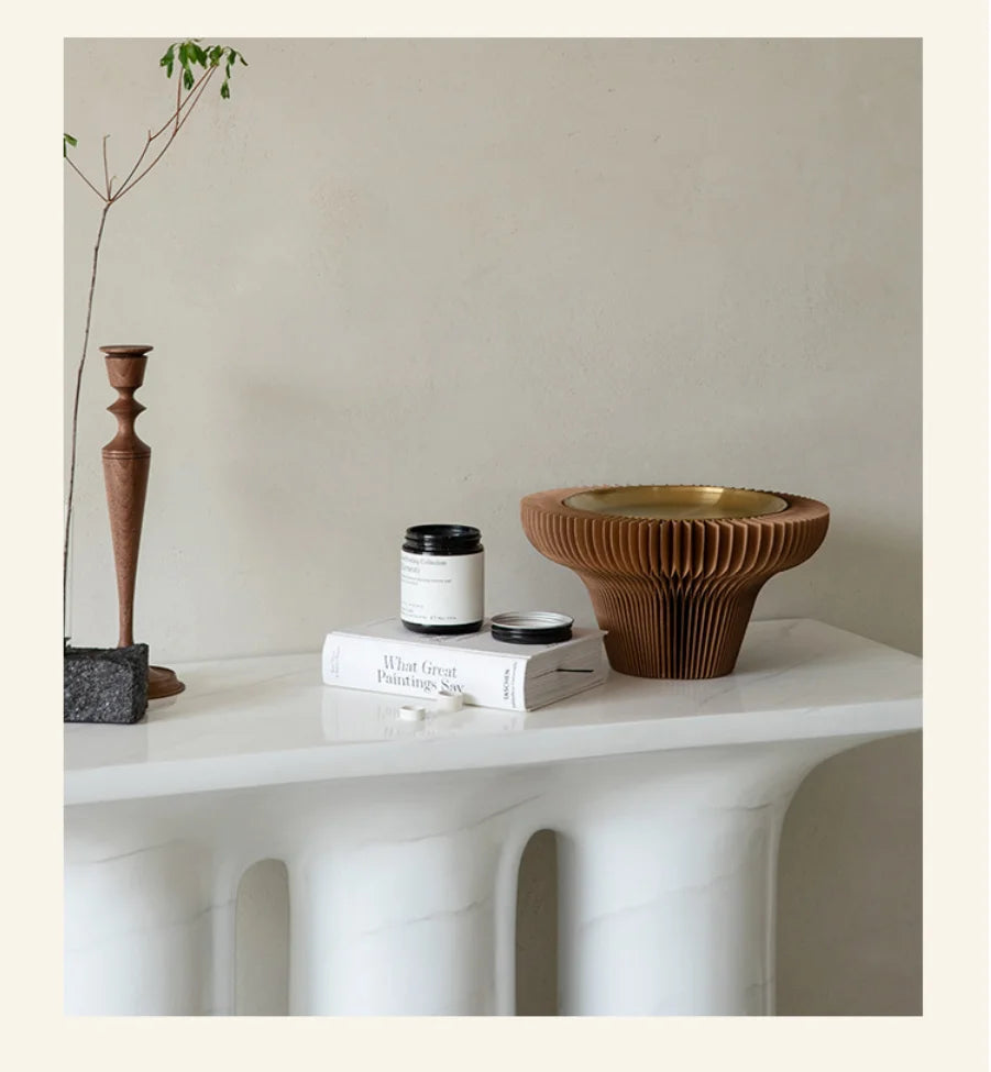 plateau pliable fibre végétale blanc vert rose marron rayures horizontales moderne multifonctionnels cosmétiques aromathérapie