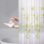 rideau douche fleurs papillons blanc vert clair moderne imperméable semi transparent crochet salle bain