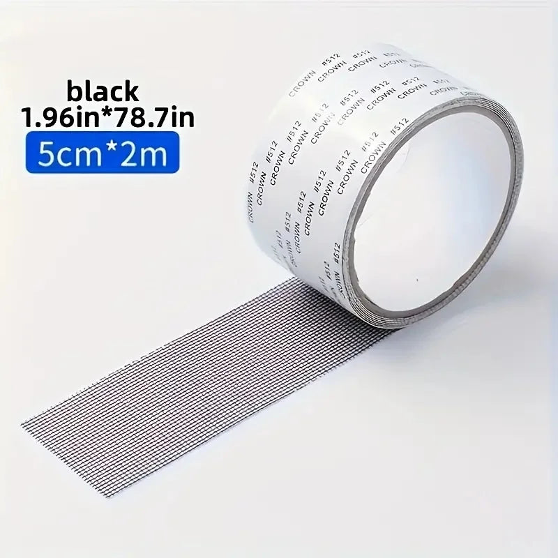 ruban adhésif réparation moustiquaire anti insectes 5cm large semi transparent utilitaire gris blanc
