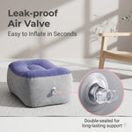 repose pieds gonflable velours gris bleu massage voyage relaxation support opaque ergonomique