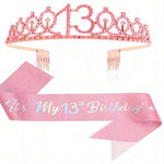 couronne anniversaire strass dorés ruban rose texte princesse fête cadeau favoris numéro anniversaire