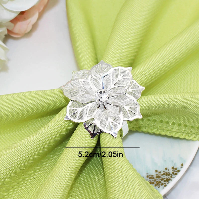 anneaux serviette fleur stylisée doré rose doré argenté élégants décoratifs ajustables table événement