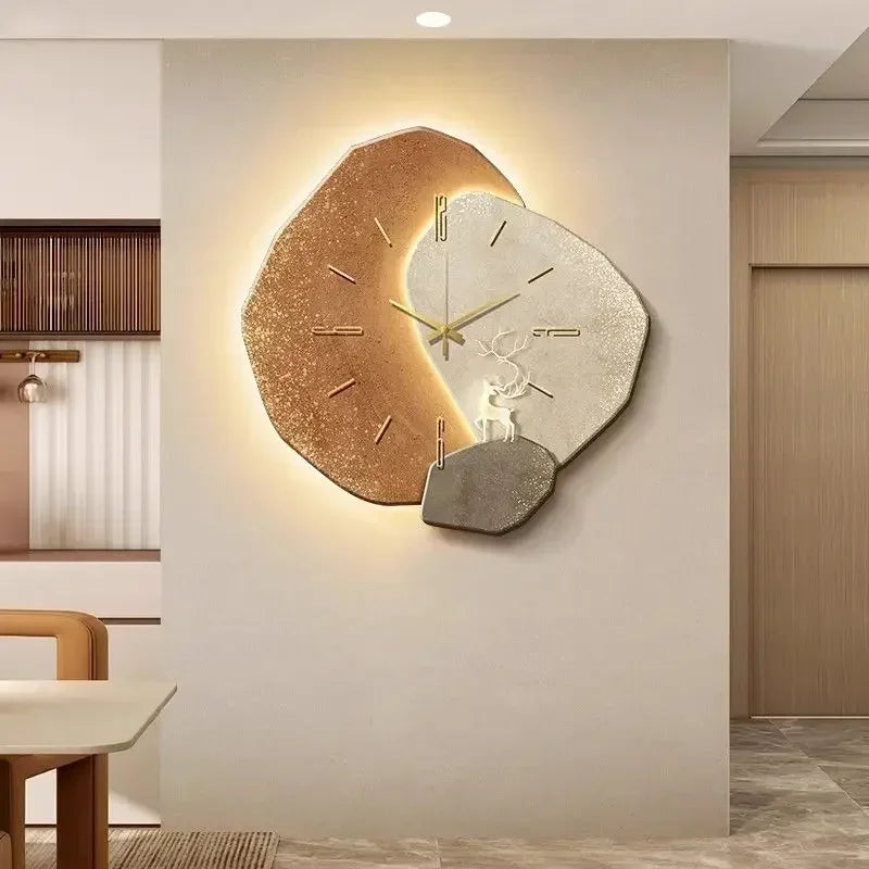 horloge murale moderne cristal gris doré minimaliste aiguilles cadran lumineux 40cm 50cm 60cm