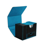 boîte rangement cartes jeu dés bleu noir simili cuir moderne pratique porte cartes