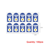 autocollants rond fleurs souriantes enveloppes fêtes anniversaires transparents simples enfants stickers craft bleus blancs