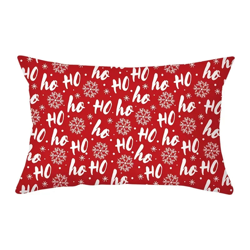coussin Noël rouge motif rennes flocons neige décoration canapé salon fête hiver 30x50cm