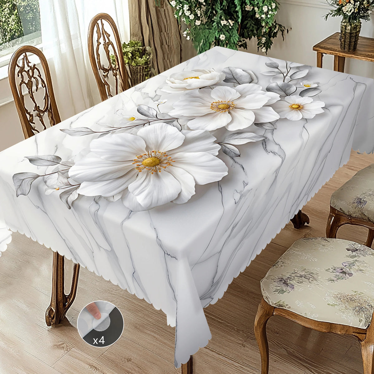 nappe polyestre imperméable fleurs blanches moderne blanc gris dentelée mariageextérieur