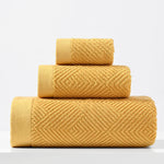 serviettes bain coton rayées beige jaune vert rapide absorption moderne toilette