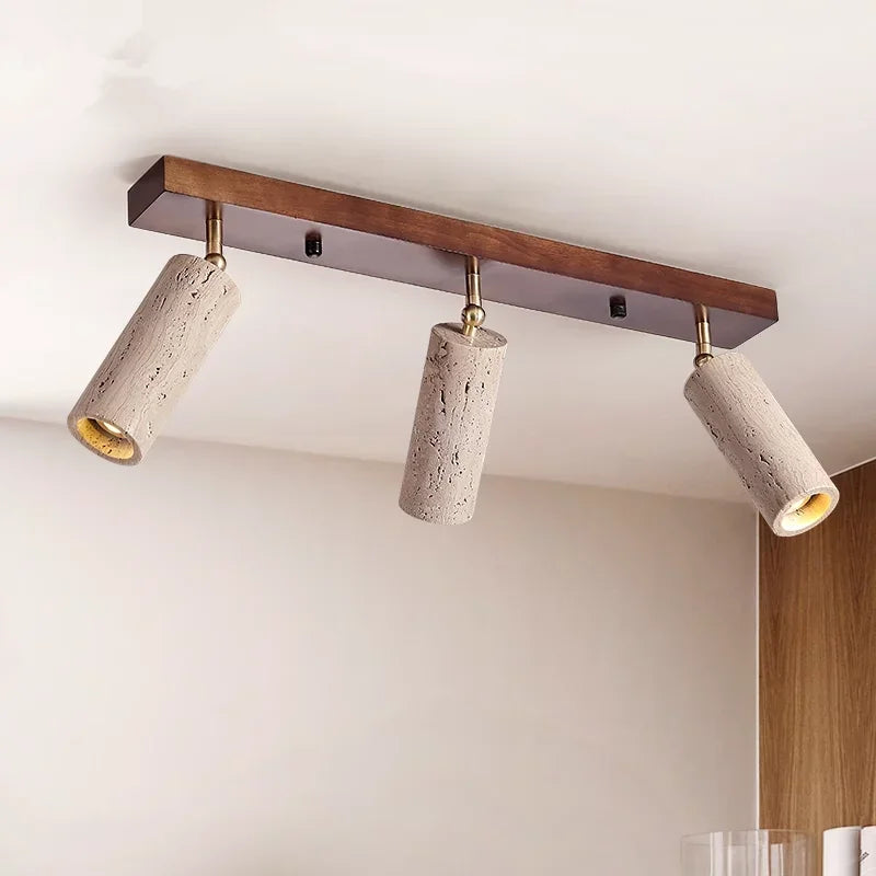 spot lumineux bois foncé texture naturelle moderne minimaliste clips fixations