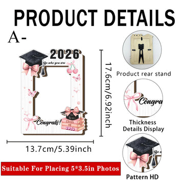 Cadre photo graduation diplômes papillons rubans rose class 2026 congrats end clips moderne chambre