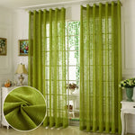 rideau vert texture lin moderne semi opaque tulle polyester inclusion accessoires fenêtre française