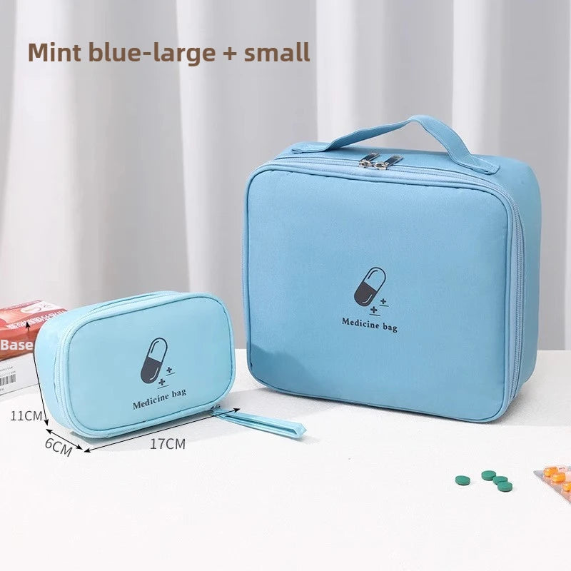 sac médicaments portable bleu clair rose gris réutilisable moderne pratique