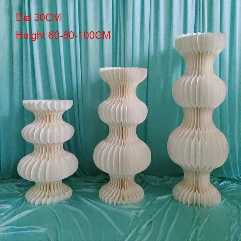 Décor festif vase blanc rayures moderne 100cm 120cm 80cm anniversaire mariage
