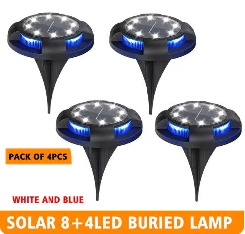 lampe solaire led extérieure moderne noire cercle diodes 12 led ip65 rechargeable solaire
