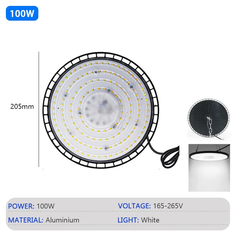 éclairage industriel led haute luminosité 280mm noir moderne étanche 200w